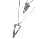Fashion Crystal Silver Long Chain Stylish Pendant Necklace in Triangle Blue Stone With Rhinestone Multilayer Double Line Jewelry Party or Casual Wear for Women Girls Silver