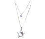 Fashion Big Star with Crystal Silver Long Chain Stylish Pendant Necklace Multilayer Double Line with Solitaire Jewelry Party or Daily Casual Wear for Women and Girls White Silver