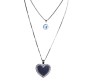 Fashion Crystal Silver Long Chain Stylish Pendant Necklace in Blue Stone Heart Multilayer Double Line with Solitaire Jewelry Party or Daily Casual Wear for Women and Girls White Silver