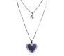Fashion Crystal Silver Long Chain Stylish Pendant Necklace in Blue Stone Heart Multilayer Double Line with Solitaire Jewelry Party or Daily Casual Wear for Women and Girls White Silver