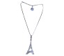 Fashion Crystal Silver Long Chain Stylish Pendant Necklace in Eiffel Tower Rhinestone Multilayer Double Line with Solitaire Jewelry Party or Daily Casual Wear for Women Girls Silver