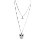 Fashion Crystal Silver Long Chain Stylish Pendant Necklace in Owl Multilayer Double Line with Solitaire Jewelry Party or Daily Casual Wear for Women and Girls White Silver