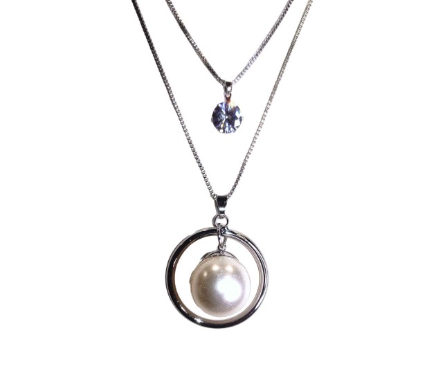 Pearl Necklace - Silver Pearl Necklace for Men - By Twistedpendant