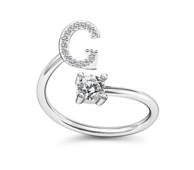 Twinkeling Bejeweled G Letter Ring, Elite Glittering G Letter Rings,Shimmering  Graceful G Letter Rings,Chunky