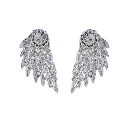 Angel Wing Double Side Solitaire Rhinestone Stud Earring for Girls and Women