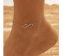 Double Dual Infinity Shape Anklets With Rhinestone Legs Adjustable Ankle Gold Chain for Women And Girls