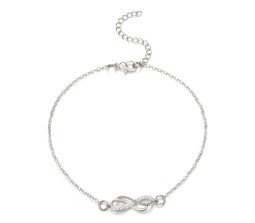 Double Dual Infinity Shape Anklets With Rhinestone Legs Adjustable Ankle Silver Chain for Women And Girls