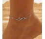 Double Dual Infinity Shape Anklets With Rhinestone Legs Adjustable Ankle Silver Chain for Women And Girls