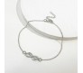 Double Dual Infinity Shape Anklets With Rhinestone Legs Adjustable Ankle Silver Chain for Women And Girls