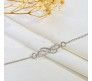 Double Dual Infinity Shape Anklets With Rhinestone Legs Adjustable Ankle Silver Chain for Women And Girls
