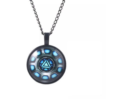 Superhero Iron Man Inspired Arc Reactor Black Pendant Necklace Fashion Jewellery Accessory for Men and Women
