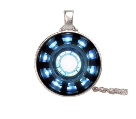 Superhero Iron Man Inspired Arc Reactor Silver Blue Pendant Necklace Fashion Jewellery Accessory for Men and Women