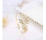 1 Pc Gold Plated Greek Roman Laurel Swirl Leaf Bracelet Armband Upper Arm Open Cuff Band Armlet Wedding Bridal Adjustable Wrap Bangle for Women And Girls