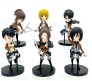 Attack on Titan Set of 6 Eren Yeager, Mikasa Ackermann, Levi Ackermann, Armin Arlert, Sasha Braus & Hange Zoe Action Figure Set for Car Dashboard, Decoration & Office Table Toy