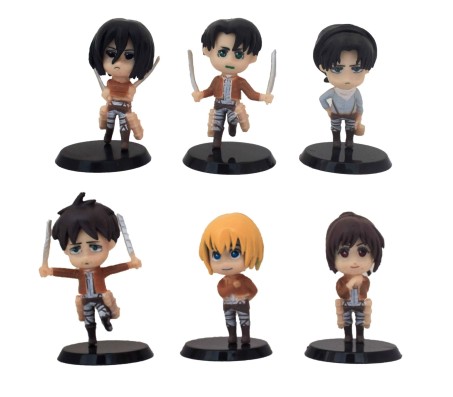 Attack on Titan Set of 6 Eren Yeager, Mikasa Ackermann, Levi Ackermann, Armin Arlert, Sasha Braus & Hange Zoe Action Figure 7-8 CM for Car Dashboard, Decoration & Office Table Toy