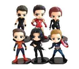 Avenger Set of 6 Iron Man Spider Man Captain America Thor Natasha Action Figure 15cm Toy Multicolor
