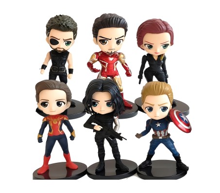 Avenger Set of 6 Iron Man Spider Man Captain America Thor Natasha Action Figure 15cm Toy Multicolor