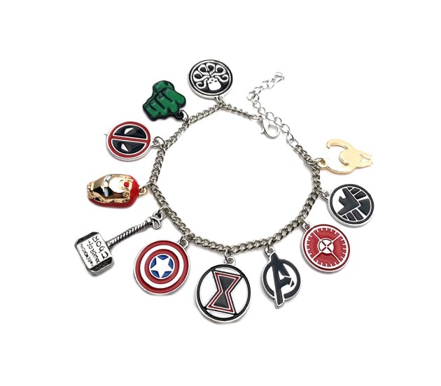Marvel The Avengers Chibi Characters 15mm Enamel Charm Silver Chain Bracelet  - Walmart.com