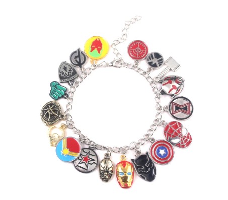 Avenger Charms Silver Bracelet With Different Charm Super Hero Fashion Jewellery Accessory for Girls and Women