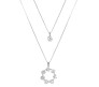 Fashion Silver Long Chain Stylish Pendant Necklace 7 Crystal Circle Multilayer Double Line with Solitaire Jewelry Party or Daily Casual Wear for Women and Girls White Silver