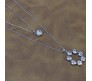Fashion Silver Long Chain Stylish Pendant Necklace 7 Crystal Circle Multilayer Double Line with Solitaire Jewelry Party or Daily Casual Wear for Women and Girls White Silver