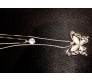 Fashion Big White Butterfly Crystal Silver Long Chain Stylish Pendant Necklace Multilayer Double Line with Solitaire Jewelry Party or Daily Casual Wear for Women and Girls White Silver