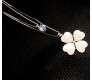Fashion White Clover Crystal Silver Long Chain Stylish Pendant Necklace Multilayer Double Line with Solitaire Jewelry Party or Daily Casual Wear for Women and Girls White Silver