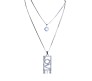 Fashion Big Love Word Crystal Silver Long Chain Stylish Pendant Necklace Multilayer Double Line with Solitaire Jewelry Party or Daily Casual Wear for Women and Girls White Silver