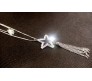 Fashion Star with Silver Tassel Crystal Silver Long Chain Stylish Pendant Necklace Multilayer Double Line with Solitaire Jewelry Party or Daily Casual Wear for Women and Girls White Silver
