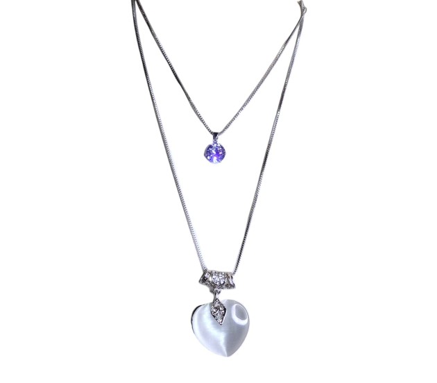 Genuine White Diamond Open Heart Necklace in 14k Pure Gold