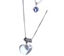 Fashion White Heart Crystal Silver Long Chain Stylish Pendant Necklace Multilayer Double Line with Solitaire Jewelry Party or Daily Casual Wear for Women and Girls White Silver