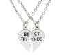 Heart Locket Couple Best Friends 2 PCS Combo for BFF Bestfriend Pendant Necklace with 2 Chain for Girls Bestie Birthday Gift Silver