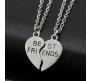 Heart Locket Couple Best Friends 2 PCS Combo for BFF Bestfriend Pendant Necklace with 2 Chain for Girls Bestie Birthday Gift Silver
