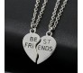 Heart Locket Couple Best Friends 2 PCS Combo for BFF Bestfriend Pendant Necklace with 2 Chain for Girls Bestie Birthday Gift Silver