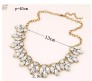 Vintage Gold Plated Big White Crystal Flower Designer Choker Necklace Bib Golden For Women
