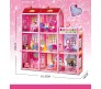 Big Size Large 156 Pcs Mansion Pink Doll House 2.2 Foot x 2.1 Foot x 6 Inch with Dolls and All Doll House Furniture and Accessory for Girls 