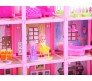 Big Size Large 156 Pcs Mansion Pink Doll House 2.2 Foot x 2.1 Foot x 6 Inch with Dolls and All Doll House Furniture and Accessory for Girls 
