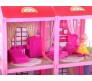 Big Size Large 156 Pcs Mansion Pink Doll House 2.2 Foot x 2.1 Foot x 6 Inch with Dolls and All Doll House Furniture and Accessory for Girls 