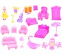 Big Size Large 156 Pcs Mansion Pink Doll House 2.2 Foot x 2.1 Foot x 6 Inch with Dolls and All Doll House Furniture and Accessory for Girls 