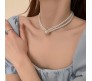 Double Strand Faux Pearl Necklace 17 Inches Motimala With Matching Studs Earrings & Ring Pearl Combo Set a Stylish Fancy Moti Choker Jewellery Set for Women & Girls
