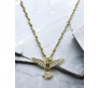 Bird Phoenix Open Wings Freedom Rhinestone Crystal Studded Pendant Gold Plated Necklace With Chain Fashion Jewellery Stylish For Women And Girls