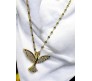 Bird Phoenix Open Wings Freedom Rhinestone Crystal Studded Pendant Gold Plated Necklace With Chain Fashion Jewellery Stylish For Women And Girls