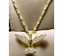 Bird Phoenix Open Wings Freedom Rhinestone Crystal Studded Pendant Gold Plated Necklace With Chain Fashion Jewellery Stylish For Women And Girls