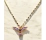 Bird Phoenix Open Wings Freedom Rhinestone Crystal Studded Pendant Rose Gold Plated Necklace With Chain Fashion Jewellery Stylish For Women And Girls
