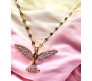 Bird Phoenix Open Wings Freedom Rhinestone Crystal Studded Pendant Rose Gold Plated Necklace With Chain Fashion Jewellery Stylish For Women And Girls