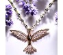 Bird Phoenix Open Wings Freedom Rhinestone Crystal Studded Pendant Rose Gold Plated Necklace With Chain Fashion Jewellery Stylish For Women And Girls