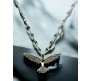 Bird Phoenix Open Wings Freedom Rhinestone Crystal Studded Pendant Silver Plated Necklace With Chain Fashion Jewellery Stylish For Women And Girls