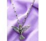 Bird Phoenix Open Wings Freedom Rhinestone Crystal Studded Pendant Silver Plated Necklace With Chain Fashion Jewellery Stylish For Women And Girls