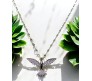 Bird Phoenix Open Wings Freedom Rhinestone Crystal Studded Pendant Silver Plated Necklace With Chain Fashion Jewellery Stylish For Women And Girls