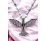 Bird Phoenix Open Wings Freedom Rhinestone Crystal Studded Pendant Silver Plated Necklace With Chain Fashion Jewellery Stylish For Women And Girls